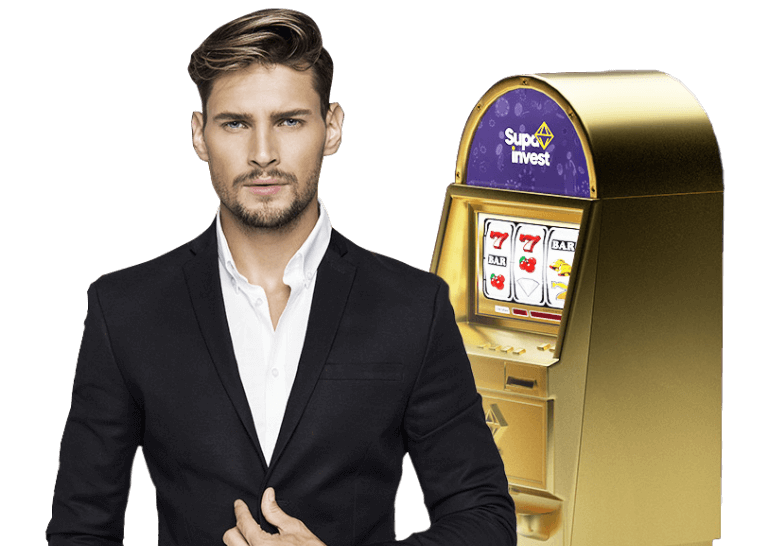 Man standing near gambling slot